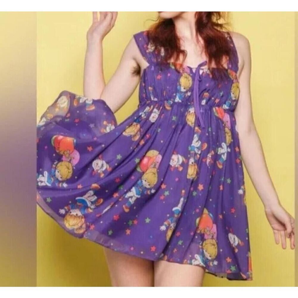 Unique Vintage x Rainbow Brite Dress Size Medium‎ 6/8 Purple Rainbow Night Print
